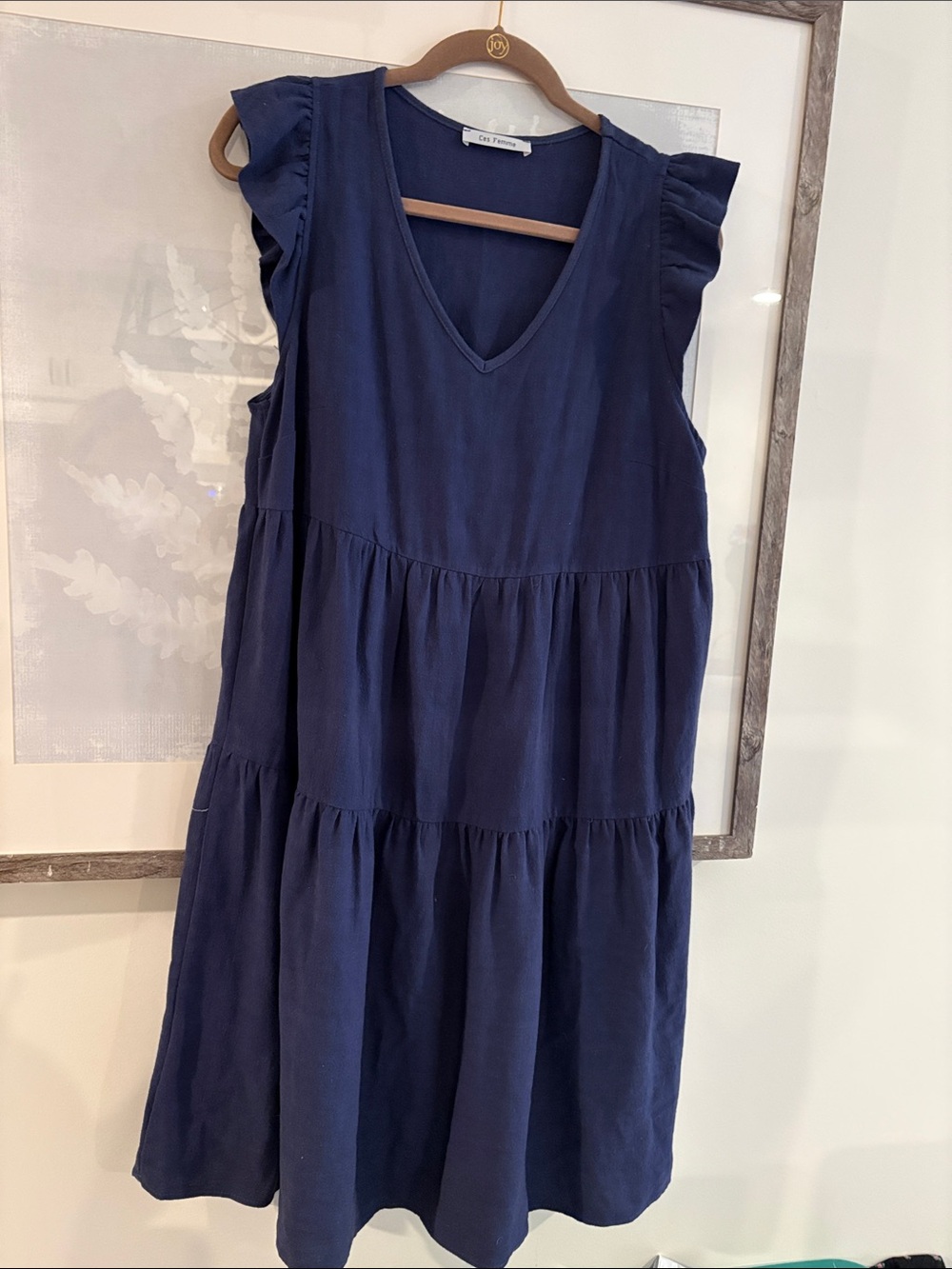 Women’s Navy Tiered Ruffle Sleeve Dress